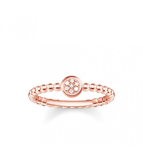 Thomas Sabo ring 925 Sterling silver, gold plated rose gold/ white diamond white