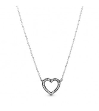 PANDORA 590534CZ  Collar corazón en plata de ley con circonitas cúbicas transparentes
