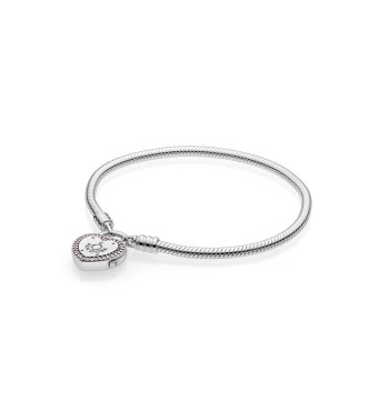 PANDORA Pulsera en plata de primera ley con cierre de candado con circonitas cúbicas fucsias