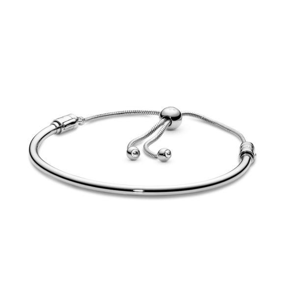 PANDORA Silver bangle with clear cubic zirconia and sliding clasp