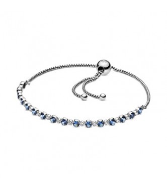 Rhodium plated sterling silver bracelet with moonlight blue crystal and clear cubic zirconia 598517C01 