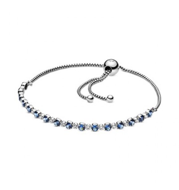 Rhodium plated sterling silver bracelet with moonlight blue crystal and clear cubic zirconia 598517C01 