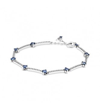 PANDORA Sterling silver bracelet with clear cubic zirconia and skylight blue crystal 599217C01 