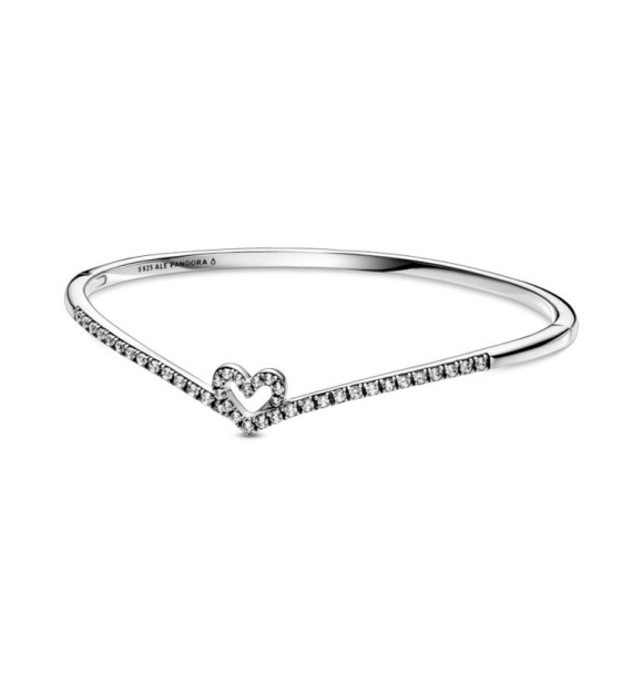 599297C01-1-Pulsera en plata de ley Corazón Espumoso Brillante