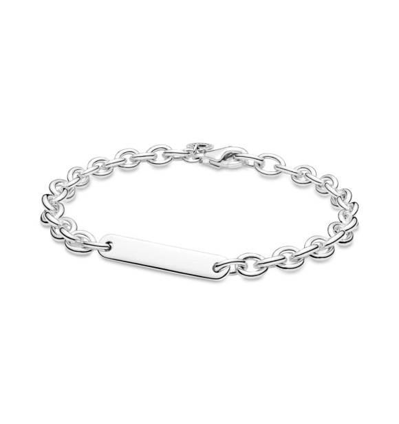 599523C00-18 Sterling silver link bracelet with engravable bar
