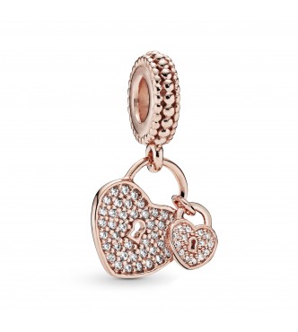 Pandora Charm colgante Corazón en PANDORA Rose con circonitas cúbicas transparentes