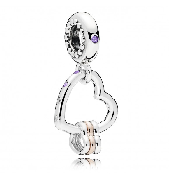 Charm colgante en plata de ley y PANDORA Rose Reflejos de Amor