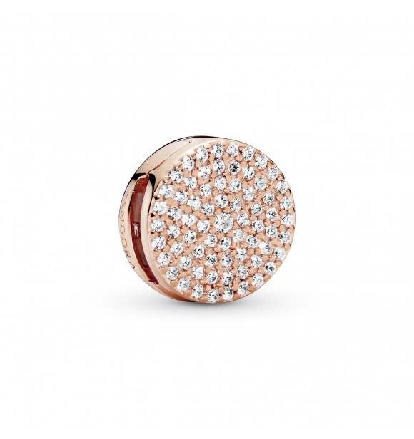PANDORA Reflexions clip charm in PANDORA Rose with clear cubic zirconia