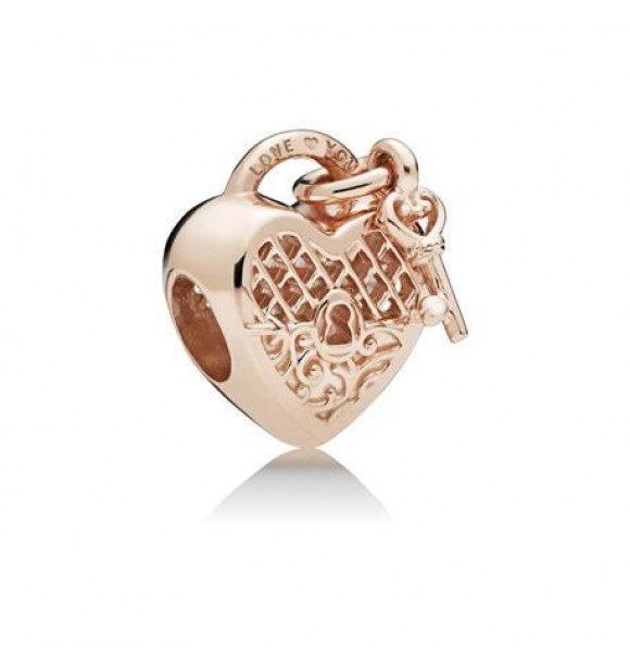 PANDORA Charm Candado y Llave en PANDORA Rose