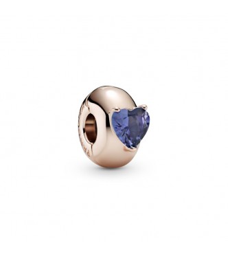 789203C02-Clip en Pandora Rose Corazón Solitario Azul