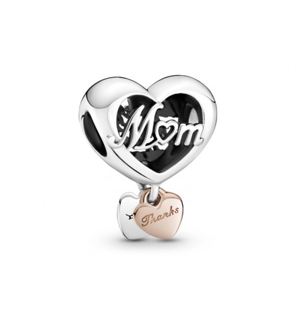 789372C00-Charm en Plata de Ley y Pandora Rose Corazón Gracias Mamá