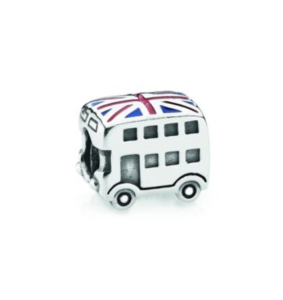 791049ER Union jack bus silver charm with enamel