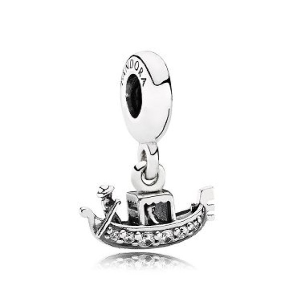 791143CZ Gondola silver dangle with cubic zirconia