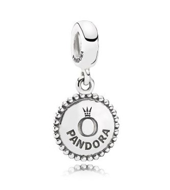 791169 Engravable silver dangle with Pandora logo