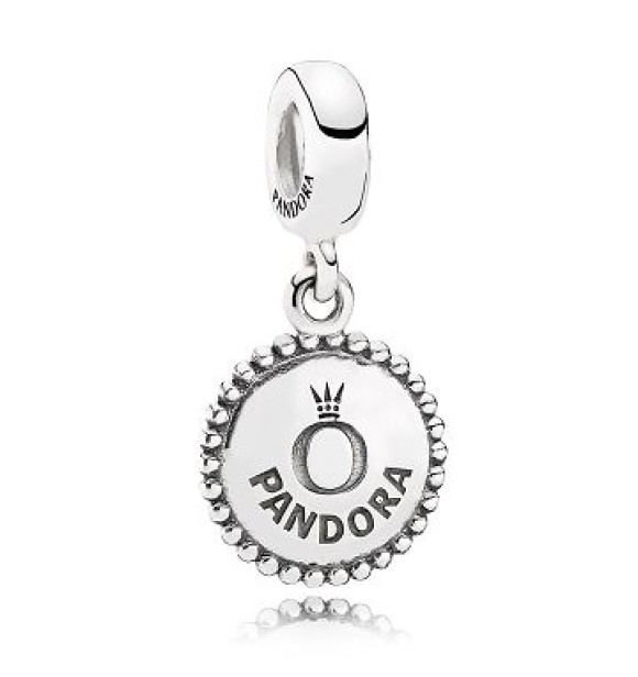 791169 Engravable silver dangle with Pandora logo