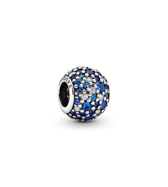 PANDORA 791261NSBMX Charm en plata de ley y pavé de circonitas cúbicas y cristal azul