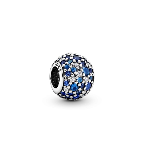 PANDORA 791261NSBMX Charm en plata de ley y pavé de circonitas cúbicas y cristal azul