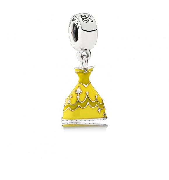 PANDORA Charm colgante Vestido de Bella en plata de primera ley con esmalte amarillo