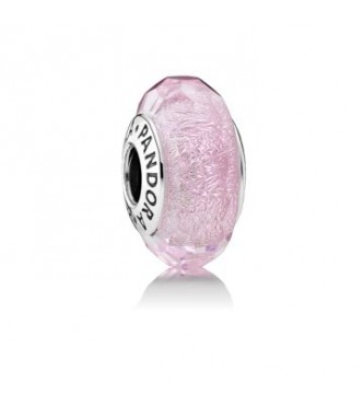 PANDORA 791650 Charm  en plata de primera ley y cristal de Murano rosa iridescente facetado