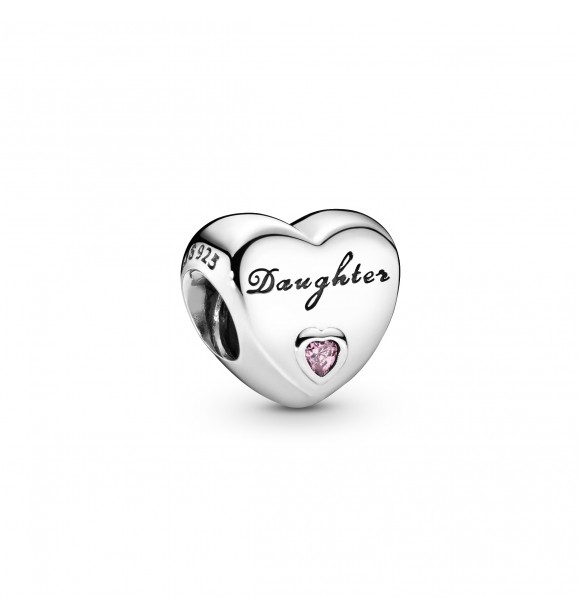 PANDORA 791726PCZ Charm de corazón Daughter en plata de ley y circonita cúbica rosa