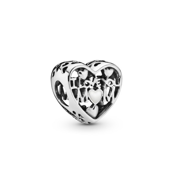 PANDORA 792067EN23 Charm Te quiero mamá en plata de ley y esmalte plateado
