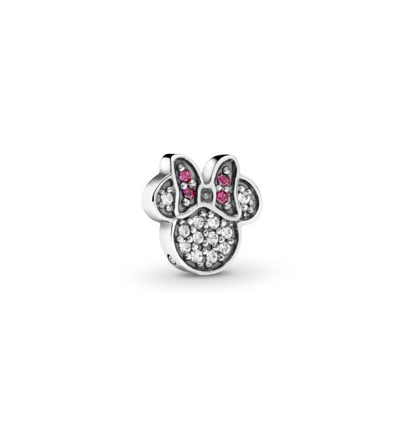 PANDORA Petite Silueta Minnie en plata de primera ley con circonitas cúbicas transparentes y rojas