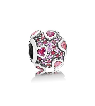 PANDORA Charm en plata de primera ley y circonitas cúbicas orquídea, roja y rosa