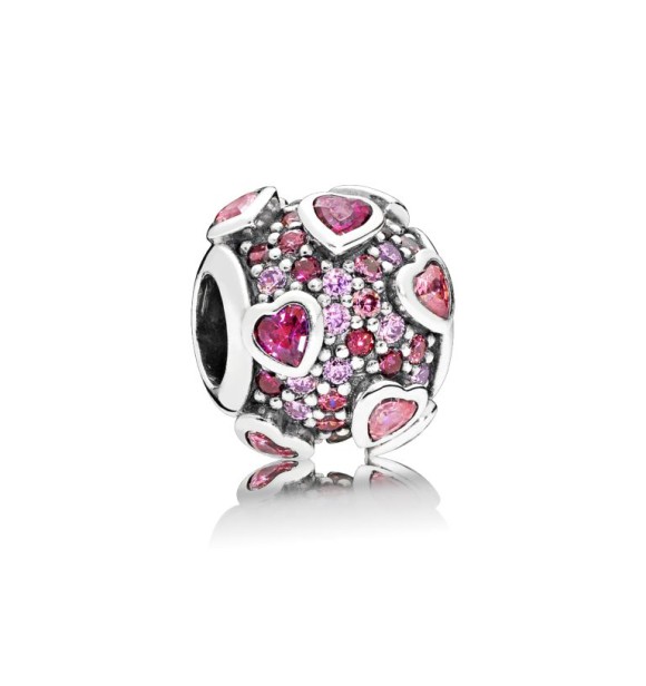 PANDORA Charm en plata de primera ley y circonitas cúbicas orquídea, roja y rosa