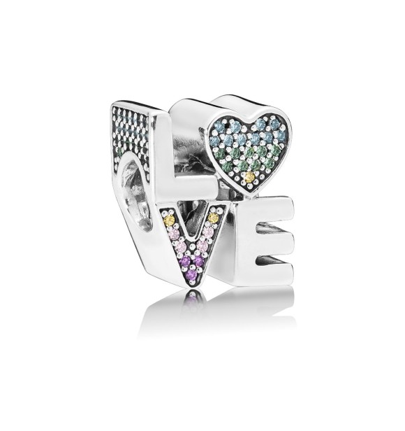 PANDORA Charm en plata de ley Amor Multicolor