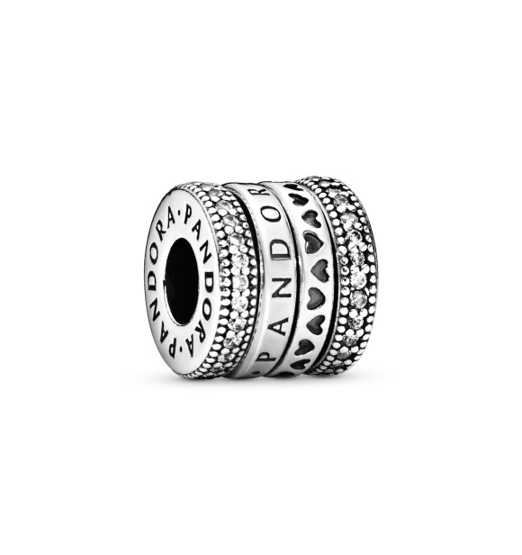 PANDORA Charm en plata de ley Corazones Girando