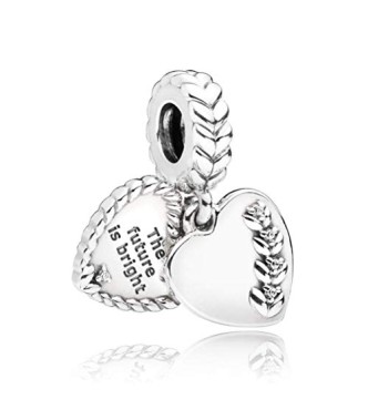 PANDORA Charm colgante Corazones en plata de primera ley con circonitas transparentes