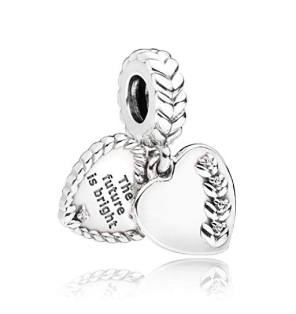 PANDORA Charm colgante Corazones en plata de primera ley con circonitas transparentes
