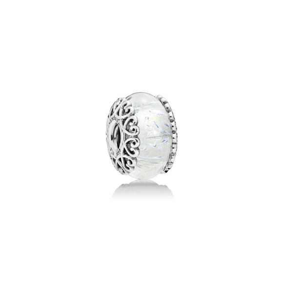 PANDORA Charm cristal de Murano en plata de primera ley con cristal transparente iridiscente