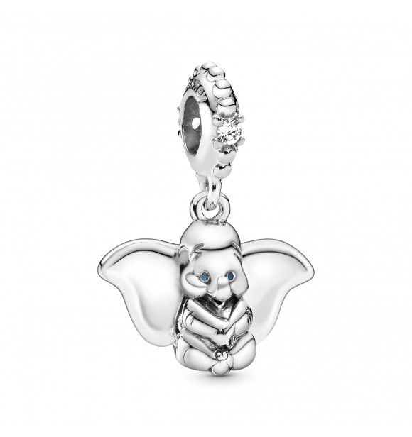 PANDORA Disney Dumbo silver dangle with clear cubic zirconia and blue enamel