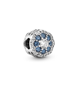 PANDORA Flower silver charm with moonlight blue crystal and clear cubic zirconia