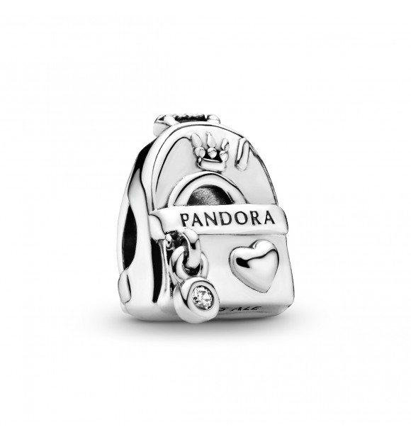 PANDORA Backpack silver charm with clear cubic zirconia