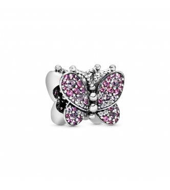 PANDORA Butterfly silver charm with cerise, pink mist crystal and clear cubic zirconia