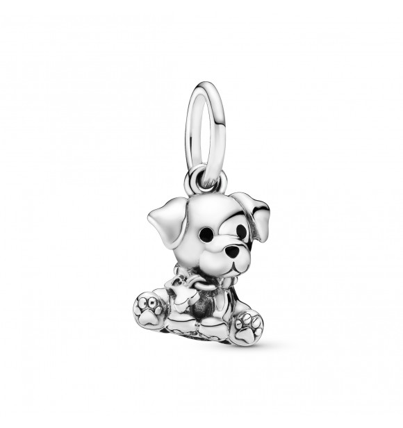 PANDORA Labrador dog silver dangle with black enamel