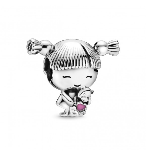 PANDORA Girl silver charm with pink enamel