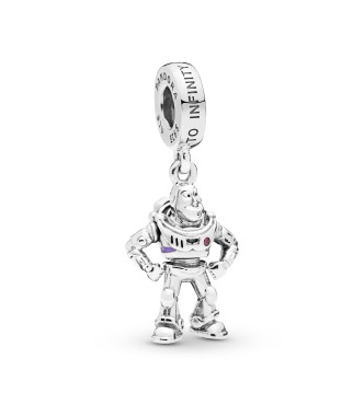 PANDORA Disney Buzz Lightyear silver dangle with red cubic zirconia and purple enamel