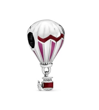 PANDORA Air balloon silver charm with pink and red enamel