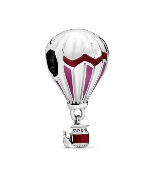 PANDORA Air balloon silver charm with pink and red enamel