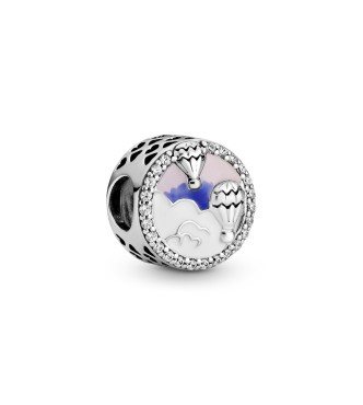 PANDORA Air balloons silver charm with clear cubic zirconia, pink, purple and white enamel