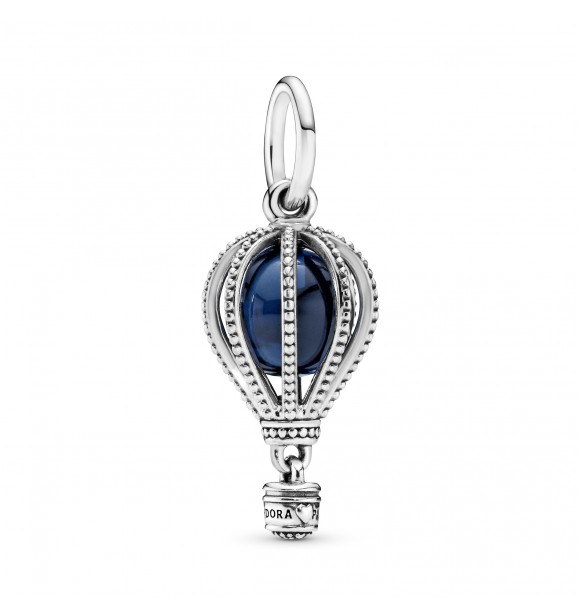 PANDORA Air balloon silver dangle with encased moonlight blue crystal