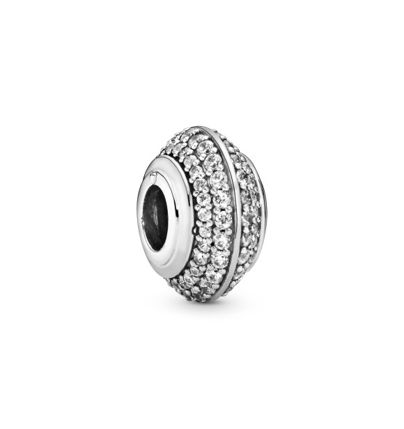 PANDORA Silver charm with clear cubic zirconia