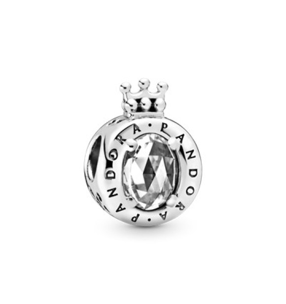 PANDORA Crown O sterling silver charm with clear cubic zirconia