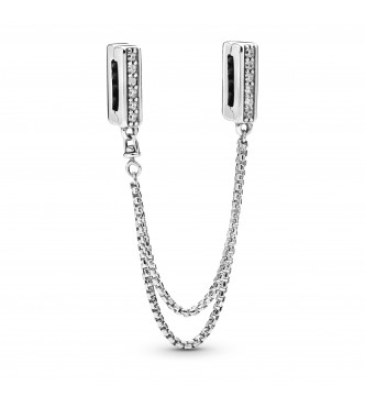 PANDORA Sterling silver safety chain with clear cubic zirconia