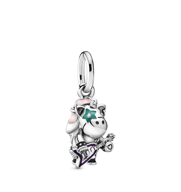 PANDORA Punk unicorn sterling silver dangle with black, green, pink and purple enamel