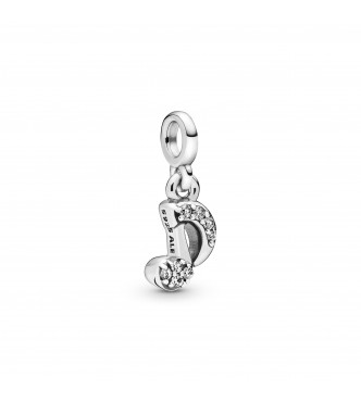 Musical note sterling silver dangle charm with clear cubic zirconia 798363CZ