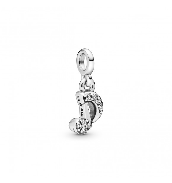 Musical note sterling silver dangle charm with clear cubic zirconia 798363CZ
